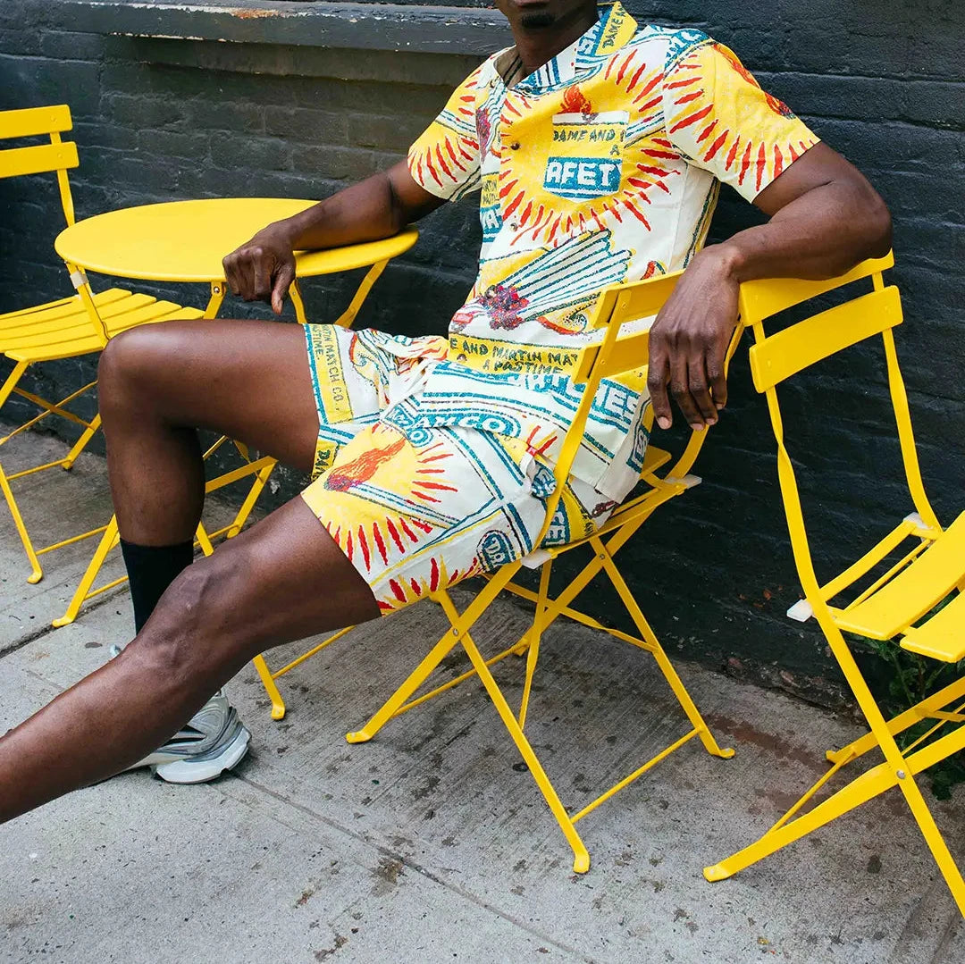 Vacation in Portugal printed relaxed shirt cream